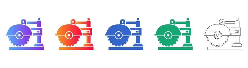 Circular Saw Icon Set Stock Illustration