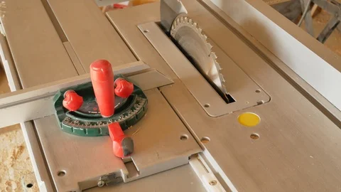 Circular saw machine in action.  Stock Footage 107122362