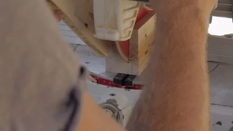 Circular Saw Over the Shoulder Shot Video stock 89771742