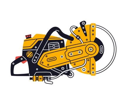 Circular Saw as Petrol Hand Tool and Equipment for Repair Work Vector Stock Illustration