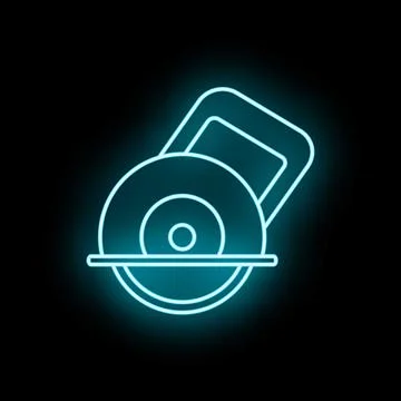 Circular saw power tool line neon glow icon Stock Illustration