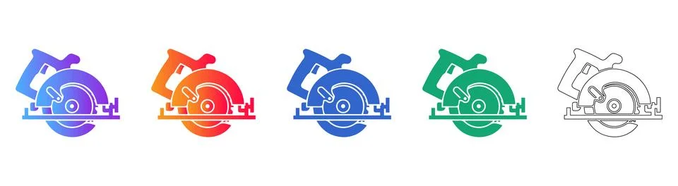 Circular Saw Power Tool Vector Icons Illustrazione stock