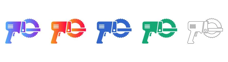 Circular Saw Power Tool Vector Icons Stock Illustration