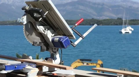 Circular Saw saws off the tree Stock Footage 49336018