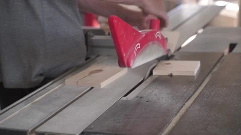 Circular saw spinning on a woodworking machine Stock Footage 163822896