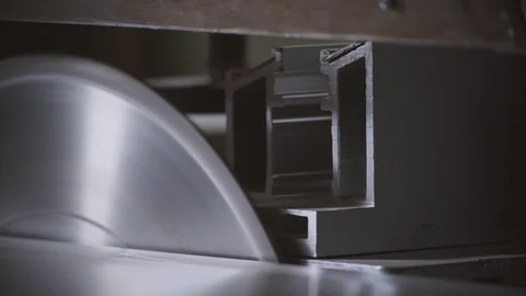 Circular saw stops. Carpentry workshop. Close-up view Video stock 114865106