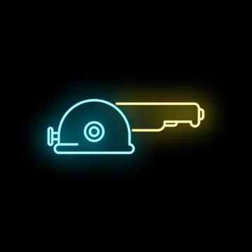 Circular saw tool glowing neon line icon Stock Illustration
