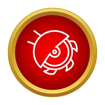 Circular saw tool icon inside red button frame Ilustración de archivo