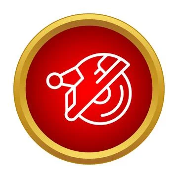 Circular saw tool icon in a red circle with a gold ring Stock Illustration