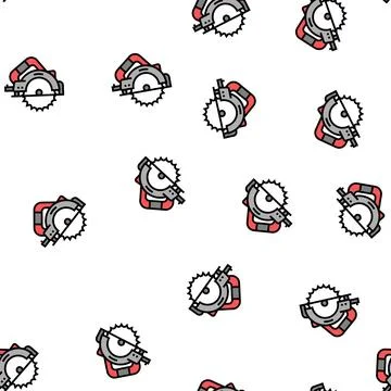 Circular saw tool vector seamless pattern Illustrazione stock