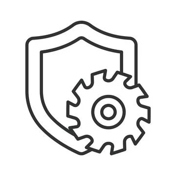 Circular saw work safety, icon in line design. circular saw safety, power saw Stock Illustration