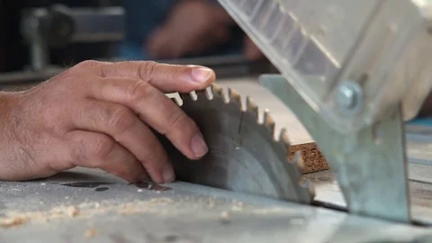Circular Sawmill Worker Checking Setting Up Work Bench Circular Dangerous Vídeo Stock 127614536