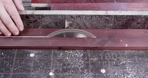 Circular saws wood painted red, circular table Stock Footage 157111595