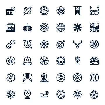 Circular Scalable Vector Set featuring 36 PIXEL Perfect Bold Line 128x128 Ico イラスト素材