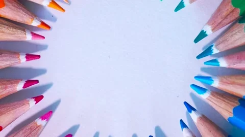 Circular school coloured pencils for drawing. Stock Footage 218828087