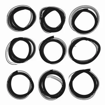 Circular scribble doodle oval. Vector illustration. White background. Highl.. Stock Illustration