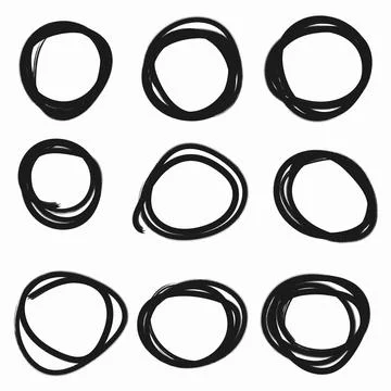 Circular scribble doodle oval. Vector illustration. White background. Highl.. Stock Illustration
