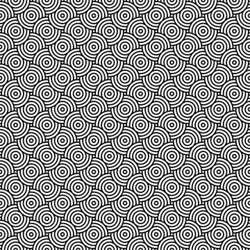 Circular Seamless Abstract Black White Pattern Background Stock Illustration