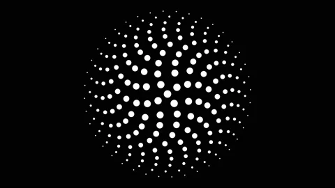 Circular seamless dot pattern 4K animation with four fold rotational symmetry Stock Footage 142963785