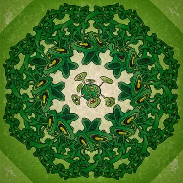 Circular seamless pattern of abstract plants Stock Illustration