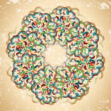 Circular seamless pattern of brush strokes in vintage style Stock-Illustration