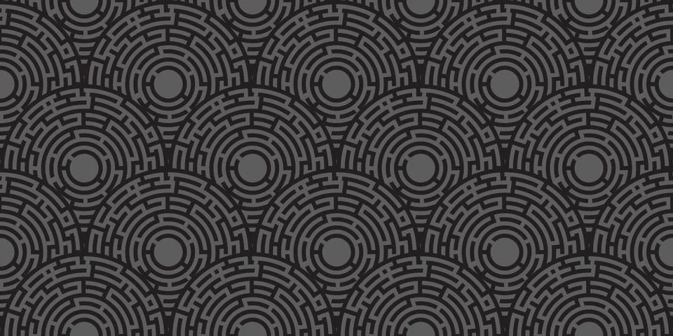 Circular seamless pattern of colored labyrinth, flat Stock Illustration