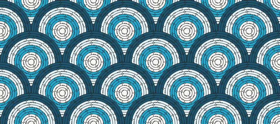 Circular seamless pattern of colored labyrinth with dots, flat Stock Illustration