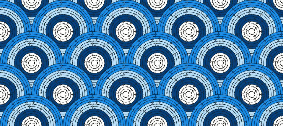 Circular seamless pattern of colored labyrinth with dots, flat Stock-Illustration