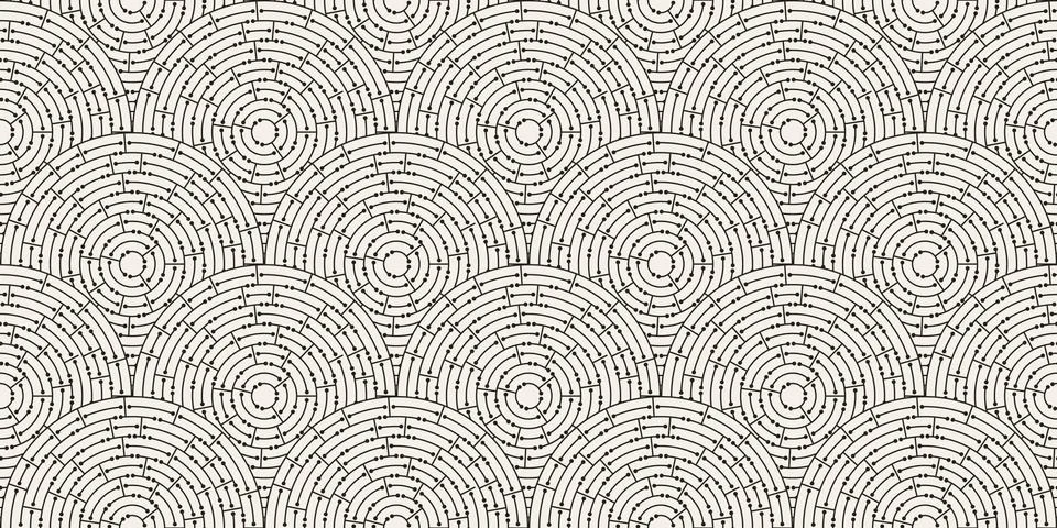Circular seamless pattern of colored labyrinth, flat Stock Illustration