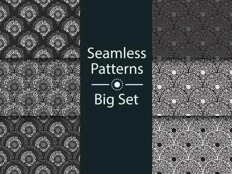 Circular seamless pattern of colored labyrinth, BIG SET, flat Stock Illustration