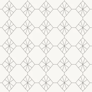 Circular segmented nodes in hexagonal grid seamless pattern in minimal line Stockillustratie
