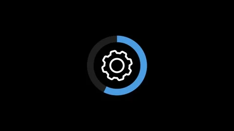 Circular settings progress indicator with gear checkmark icon animation 库存影片 343218011