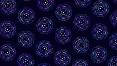 Circular shades a dynamic pattern of purple and blue spirals on a black Vídeos de archivo 255984630