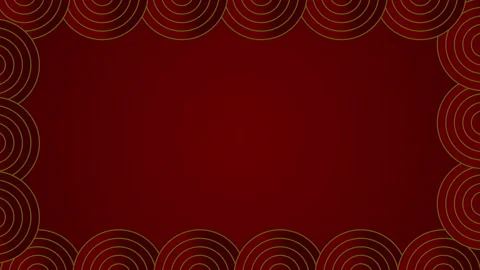 Circular Shape in Chinese Pattern Rotating at Border on Gradient Red Background Stock-Footage 261423654