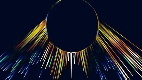 A circular shape with colorful lines on it abstract background design, Stock Illustration