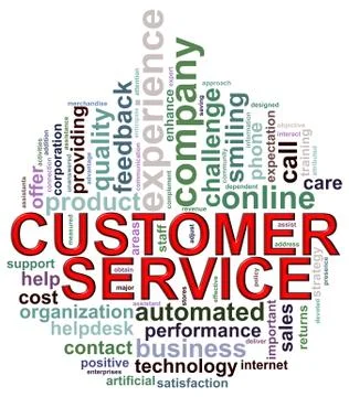 Circular shape customer service wordcloud Stock Illustration