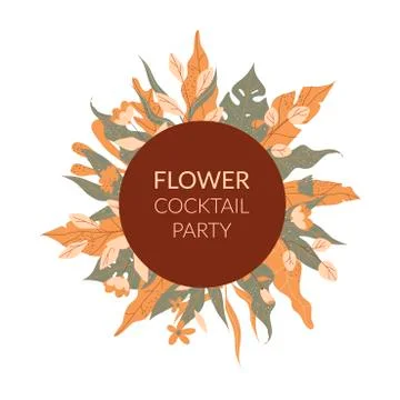 Circular Shape with Floral Elements Framed It Vector Illustration Stock Illustration