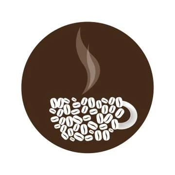 Circular shape with grains in form a cup coffee Illustrazione stock