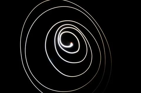 Circular shape made with the light paint photographic technique on a black ba Stock Illustration