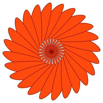 Circular shape with petals like sun or flower isolated on white. Clipart. Stock Illustration