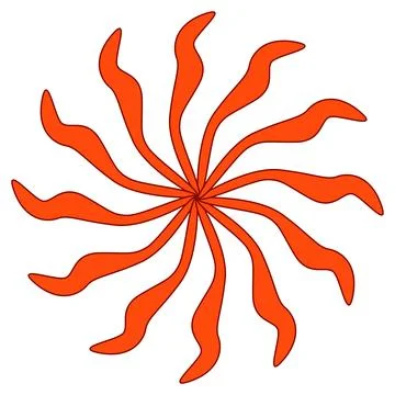 Circular shape with petals like sun or flower isolated on white. Clipart. Stock Illustration