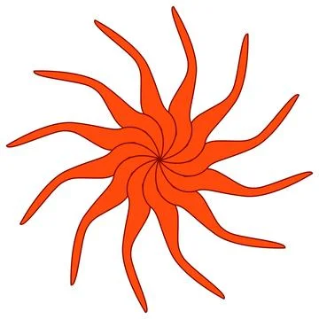 Circular shape with petals like sun or flower isolated on white. Clipart. Stock Illustration