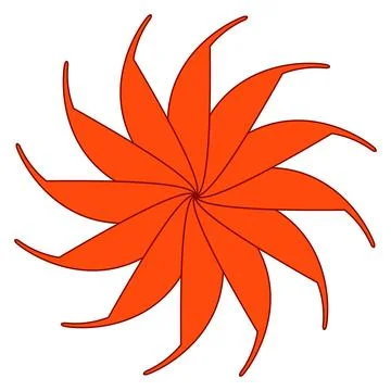 Circular shape with petals like sun or flower isolated on white. Clipart. Stock Illustration