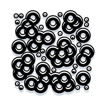 Circular shapes floating creating dynamic abstract pattern Stock Illustration