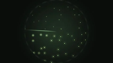 Circular shapes with glowing elements scattered in a dark Stock Footage 339326755