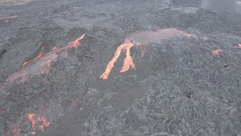 Circular Shot around some Lava Pools, Litli Hrutur Eruption, Iceland 4K Stock Footage 248001346