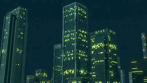 Circular shot of a city at night Stock Footage 235723076