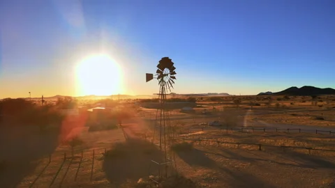 Circular shot from drone of small settlement in national park in africa. Water Stock Footage 161253667