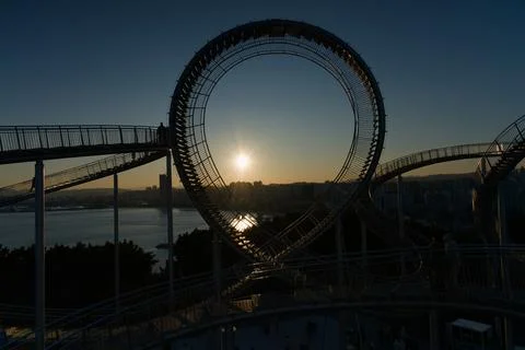 Circular Skywalk With Sunset Reflection Stock Photos