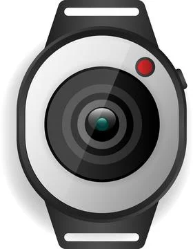 Circular Smartwatch Camera Interface with Lens Design and Recording Indicator 스톡 일러스트